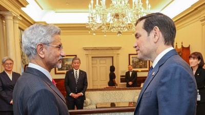 External Affairs Minister S Jaishankar in conversation with the United States Secretary of State, Marco Rubio (Dr. S. Jaishankar-X) External Affairs Minister S Jaishankar in conversation with the United States Secretary of State, Marco Rubio (Dr. S. Jaishankar-X)