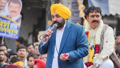 Bhagwant Mann during a roadshow in Kasturba Nagar. (Bhagwant Mann - X) Bhagwant Mann during a roadshow in Kasturba Nagar. (Bhagwant Mann - X)