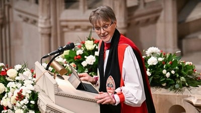 Rt. Rev. Mariann Edgar Budde at the inaugural prayer service at the Washington National Cathedral. (AFP) Rt. Rev. Mariann Edgar Budde at the inaugural prayer service at the Washington National Cathedral. (AFP)