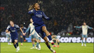 Bradley Barcola scored one goal and set up another for France teammate Ousmane Dembélé against Manchester City on Wednesday. (REUTERS)