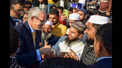 Chief minister Omar Abdullah at an event in Samba district on Thursday. (PTI) Chief minister Omar Abdullah at an event in Samba district on Thursday. (PTI)