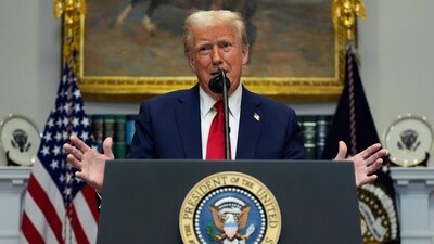 Donald Trump news live: President Donald Trump speaks in the Roosevelt Room of the White House (AP) Donald Trump news live: President Donald Trump speaks in the Roosevelt Room of the White House (AP)