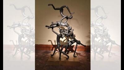 In The Heap, KS Radhakrishnan uses five interlocking Musui and Maiya figures. (ALL IMAGES COURTESY THE ARTIST) In The Heap, KS Radhakrishnan uses five interlocking Musui and Maiya figures. (ALL IMAGES COURTESY THE ARTIST)