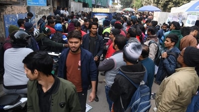 Students are seen coming out of their exam centers after appearing for the JEE Mains exam shift 1 in Patna. (Santosh Kumar) Students are seen coming out of their exam centers after appearing for the JEE Mains exam shift 1 in Patna. (Santosh Kumar)