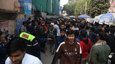 Students are seen coming out of their exam centers after appearing for the JEE Mains exam at an examination centre in Patna. (Santosh Kumar) Students are seen coming out of their exam centers after appearing for the JEE Mains exam at an examination centre in Patna. (Santosh Kumar)
