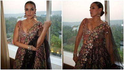 Neha Dhupia delighted her followers by sharing new pictures of her photoshoot, for which she slipped into a dazzling black lehenga. Neha Dhupia delighted her followers by sharing new pictures of her photoshoot, for which she slipped into a dazzling black lehenga. 