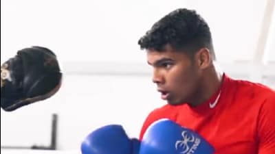 Nikhil Dubey won gold in welterweight (70-75kg) category in the Boxing Men’s Nationals in Bareilly last week. (IIS / X)
