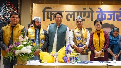 With the three main candidates in the Assembly elections—the AAP, BJP, and Congress—fielding about 20 former enemies who have now become allies, the performance of party-hoppers will be taken into consideration while forming the government in Delhi this time. (PTI/representative ) With the three main candidates in the Assembly elections—the AAP, BJP, and Congress—fielding about 20 former enemies who have now become allies, the performance of party-hoppers will be taken into consideration while forming the government in Delhi this time. (PTI/representative )