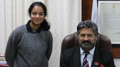 Pratika Rawal, the latest cricketing sensation from India, embodies the perfect blend of talent, discipline, and determination. (In pics: Pratika with Modern School, Barakhambha Road Principal Vijay Datta,) Pratika Rawal, the latest cricketing sensation from India, embodies the perfect blend of talent, discipline, and determination. (In pics: Pratika with Modern School, Barakhambha Road Principal Vijay Datta,)
