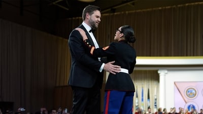 Vice President JD Vance dances with a service member at the Commander in Chief Ball, part of the 60th Presidential Inauguration, Monday, Jan. 20, 2025, in Washington. (AP Photo/Evan Vucci) (AP) Vice President JD Vance dances with a service member at the Commander in Chief Ball, part of the 60th Presidential Inauguration, Monday, Jan. 20, 2025, in Washington. (AP Photo/Evan Vucci) (AP)