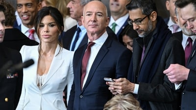 Lauren Sanchez with fiance and Amazon founder Jeff Bezos at Donald Trump's inauguration.  (REUTERS)