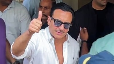 Actor Saif Ali Khan reaches his residence after getting discharged from Lilavati Hospital, in Mumbai on Tuesday. (ANI) Actor Saif Ali Khan reaches his residence after getting discharged from Lilavati Hospital, in Mumbai on Tuesday. (ANI)