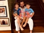 Saif Ali Khan with his sons, Taimur and Jeh. Saif Ali Khan with his sons, Taimur and Jeh.
