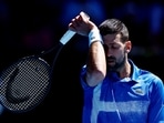 Novak Djokovic reacts during his semi final match.