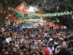 BJP supporters at a rally in New Delhi on Thursday. (Sanchit Khanna/ HT Photo) BJP supporters at a rally in New Delhi on Thursday. (Sanchit Khanna/ HT Photo)