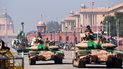 Rehearsals for the Republic Day Parade 2025 are underway at Kartavya Path in New Delhi. Rehearsals for the Republic Day Parade 2025 are underway at Kartavya Path in New Delhi.