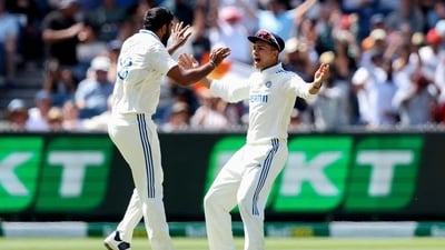Jasprit Bumrah, Yashasvi Jaiswal and Ravindra Jadeja have all been named in ICC's Test Team Of The Year. (Photo by Martin KEEP / AFP) (AFP) Jasprit Bumrah, Yashasvi Jaiswal and Ravindra Jadeja have all been named in ICC's Test Team Of The Year. (Photo by Martin KEEP / AFP) (AFP)