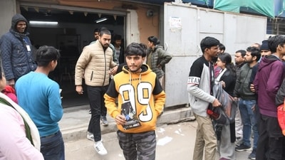 Outside examination centre at Patliputra in Patna where JEE Mains Day 3 examination was held. (Santosh Kumar ) Outside examination centre at Patliputra in Patna where JEE Mains Day 3 examination was held. (Santosh Kumar )