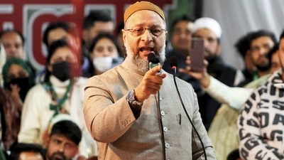 AIMIM chairman Asaduddin Owaisi on Thursday stated that if Arvind Kejriwal can get release and fight polls, then AIMIM candidate Shifa-Ur-Rehman may also run and win elections from within the jail. (PTI) AIMIM chairman Asaduddin Owaisi on Thursday stated that if Arvind Kejriwal can get release and fight polls, then AIMIM candidate Shifa-Ur-Rehman may also run and win elections from within the jail. (PTI)