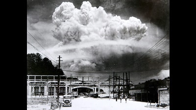 The atomic bomb sends a mushroom cloud out over Nagasaki, on August 9, 1945. (Getty Images) The atomic bomb sends a mushroom cloud out over Nagasaki, on August 9, 1945. (Getty Images)