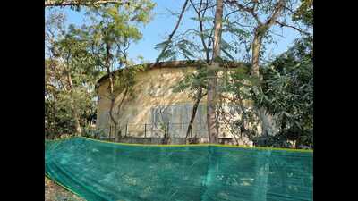The water tank that was demolished at Sector F of LDA Colony on Friday (HT) The water tank that was demolished at Sector F of LDA Colony on Friday (HT)