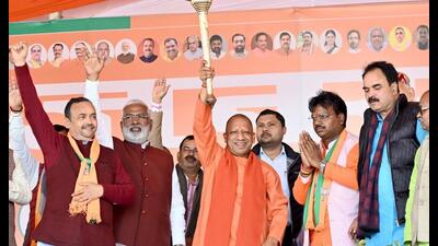 UP CM Yogi Adityanath at a rally in Ayodhya’s Milkipur assembly where bypolls will be held on Feb 5. (Sourced) UP CM Yogi Adityanath at a rally in Ayodhya’s Milkipur assembly where bypolls will be held on Feb 5. (Sourced)