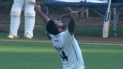 Shardul Thakur, Mumbai all-rounder, bailed his side out in the crucial Ranji Trophy match against Jammu and Kashmir as he notched up his second FC century. (PTI Photo/Shashank Parade) (PTI01_24_2025_000169B) Shardul Thakur, Mumbai all-rounder, bailed his side out in the crucial Ranji Trophy match against Jammu and Kashmir as he notched up his second FC century. (PTI Photo/Shashank Parade) (PTI01_24_2025_000169B)