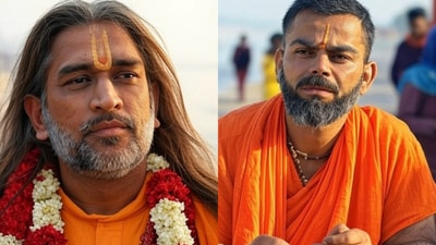 AI reimagines MS Dhoni and Virat Kohli as sadhus, and Instagram can't get enough of it. (Screengrab/ Instagram@thebharatarmy (AI-generated images)) AI reimagines MS Dhoni and Virat Kohli as sadhus, and Instagram can't get enough of it. (Screengrab/ Instagram@thebharatarmy (AI-generated images))