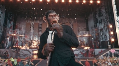 The star of Better Man - a CGI chimpanzee. The star of Better Man - a CGI chimpanzee.