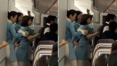 The cabin crew successfully thwarted the attempt. (X/@Crazyclips) The cabin crew successfully thwarted the attempt. (X/@Crazyclips)