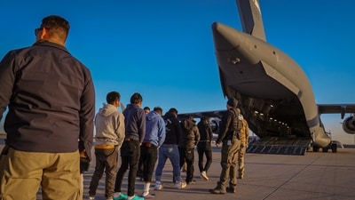 White House Press Secretary Karoline Leavitt shared the photographs of the flight on X. (X/Karoline Leavitt )