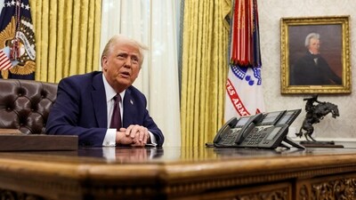 US President Donald Trump sits in the Oval Office of the White House, as he signs executive orders, in Washington, US, January 23, 2025. ((File Photo) REUTERS)