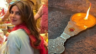 Priyanka Chopra shares glimpse of her early morning visit to temple in Hyderabad.