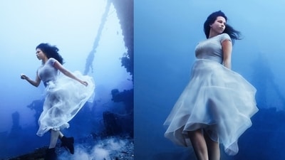 Canadian photographer Steven Haining broke the world record for the deepest underwater photoshoot. (Instagram/modeladventurer) Canadian photographer Steven Haining broke the world record for the deepest underwater photoshoot. (Instagram/modeladventurer)