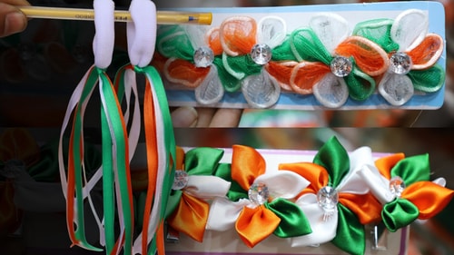 Bring out your inner child with hairclips, bands and ties in shades of the tricolour. Starting at ₹12 each, they are available at Sonal International, Shop No 5151-A (Photo: Shantanu Bhattacharya/HT) Bring out your inner child with hairclips, bands and ties in shades of the tricolour. Starting at ₹12 each, they are available at Sonal International, Shop No 5151-A (Photo: Shantanu Bhattacharya/HT)