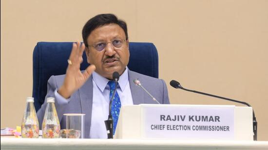 In his closing remarks, chief election commissioner Rajiv Kumar said that disinformation and fake narratives would be amongst the top challenges for EMBs (HT Photo)