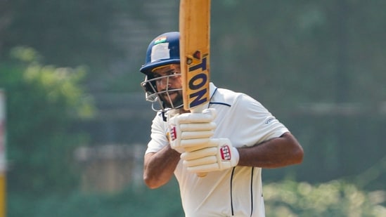 Shardul Thakur plays a shot on the second day of a Ranji trophy cricket match between Mumbai and Jammu and Kashmir. Shardul Thakur plays a shot on the second day of a Ranji trophy cricket match between Mumbai and Jammu and Kashmir.