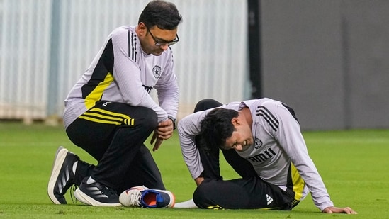 Abhishek Sharma twisted his ankle during training at the MA Chidambaram Stadium in Chennai. He is now doubtful for the 2nd T20I against England. (PTI Photo/R Senthilkumar) (PTI01_24_2025_000399B) (PTI)