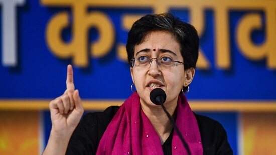 Delhi Chief Minister Atishi addresses a press conference ahead of the Delhi Assembly Elections, at the party office in New Delhi on Friday. (ANI)