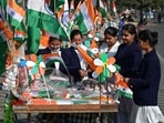 Students buying flags in Lucknow Students buying flags in Lucknow