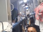 Passengers can be seen sitting on reserved seats for RPF. Passengers can be seen sitting on reserved seats for RPF.