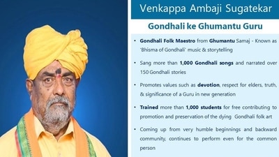 Venkappa Ambaji Sugatekar, 81, is a Gondhali folk singer from Bagalkot and has been preserving the dying art form for over 60 years. Venkappa Ambaji Sugatekar, 81, is a Gondhali folk singer from Bagalkot and has been preserving the dying art form for over 60 years.