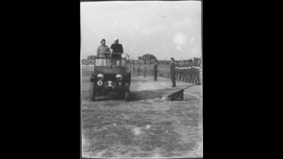 26 January 1950 - President Rajendra Prasad taking salute at the first Republic Day Parade at Irwin Stadium - HT Photo.