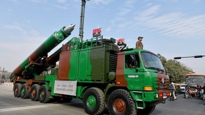 Republic Day 2025 parade live: Indian Army's Brahmos Missile System during the Republic Day Parade rehearsal at Kartavya Path, Delhi. (ANI) Republic Day 2025 parade live: Indian Army's Brahmos Missile System during the Republic Day Parade rehearsal at Kartavya Path, Delhi. (ANI)