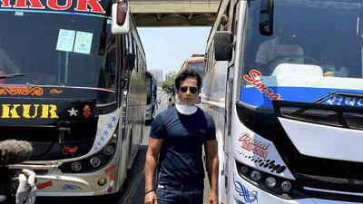 Bollywood actor Sonu Sood sending off 350 migrant workers to their native places in Karnataka by buses, amid COVID-19 lockdown in Mumbai (PTI) Bollywood actor Sonu Sood sending off 350 migrant workers to their native places in Karnataka by buses, amid COVID-19 lockdown in Mumbai (PTI)