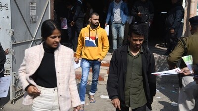 Students coming out of exam centre in Patna after appearing for CMAT 2025. (Santosh Kumar ) Students coming out of exam centre in Patna after appearing for CMAT 2025. (Santosh Kumar )