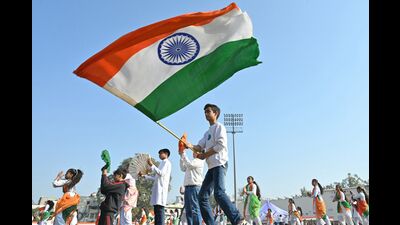 Children perform during the rehearsals for the country's upcoming Republic Day parade in Amritsar on January 24, 2025. (Photo by Narinder NANU / AFP) (AFP) Children perform during the rehearsals for the country's upcoming Republic Day parade in Amritsar on January 24, 2025. (Photo by Narinder NANU / AFP) (AFP)
