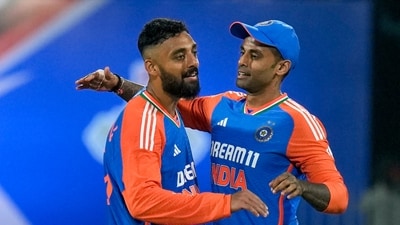 India's spinners put yet another stranglehold on England in the middle overs. However, this time the England batters showed far more intent than they did at the Eden Gardens. Varun Chakravarthy and Axar Patel picked two wickets each while Washington Sundar and Abhishek Sharma took one. (PTI) India's spinners put yet another stranglehold on England in the middle overs. However, this time the England batters showed far more intent than they did at the Eden Gardens. Varun Chakravarthy and Axar Patel picked two wickets each while Washington Sundar and Abhishek Sharma took one. (PTI)