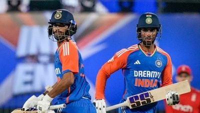 Tilak next found able company in Washington Sundar and the pair put up 38 runs off 28 balls for the sixth wicket. (PTI) Tilak next found able company in Washington Sundar and the pair put up 38 runs off 28 balls for the sixth wicket. (PTI)