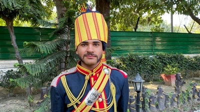 Lt. Ahaan Kumar will lead the contingent of the 61 Cavalry at the 76th Republic Day celebrations at Kartavya Path. (PTI) Lt. Ahaan Kumar will lead the contingent of the 61 Cavalry at the 76th Republic Day celebrations at Kartavya Path. (PTI)